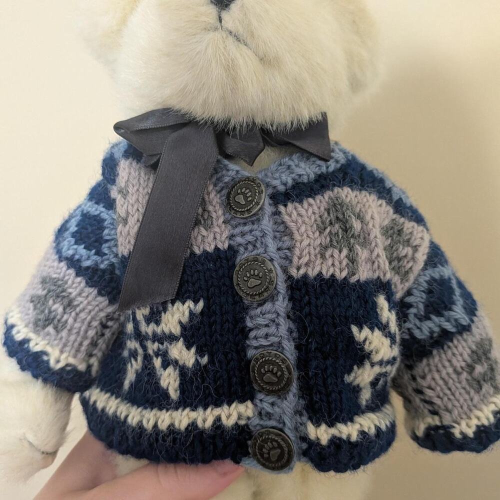 Boyds Bears Bearwear Collectable Teddy Bear With Button Up Sweater And Ribbon - Picture 7 of 8